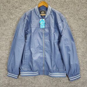 Magcomsen Jacket Mens 2XL Blue Lightweight Windbreaker Bomber Striped Trim